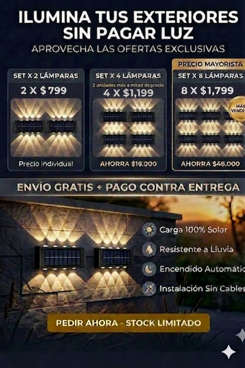 Lampara led solar grande 12 Leds - Envío gratis